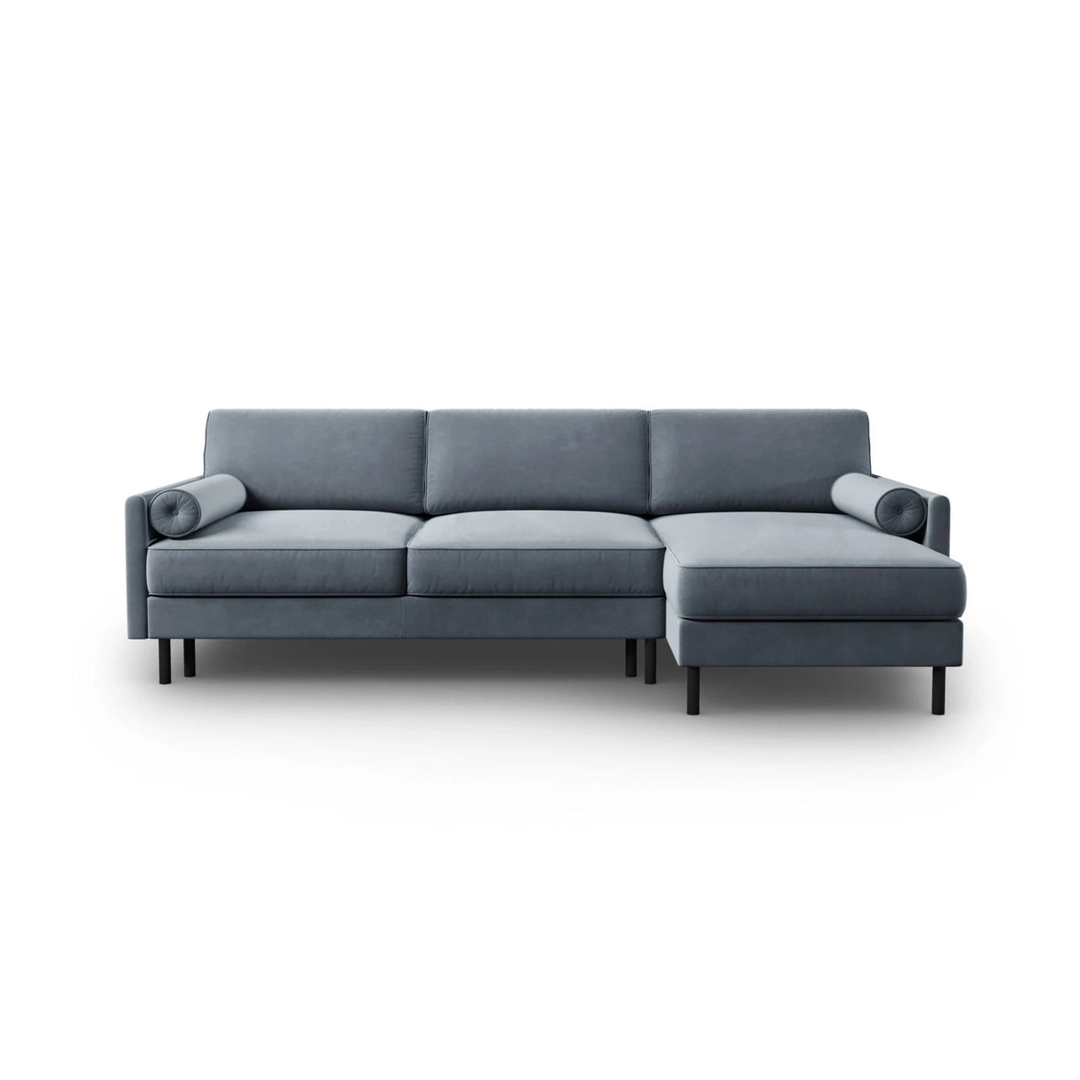 Scott 4-Sitzer Sofa, Rechte Seite, umwandelbar mit Schlaffunktion, mit Bezug aus Samt (Blu06) in Hellblau, 212x142 cm – Bild 1