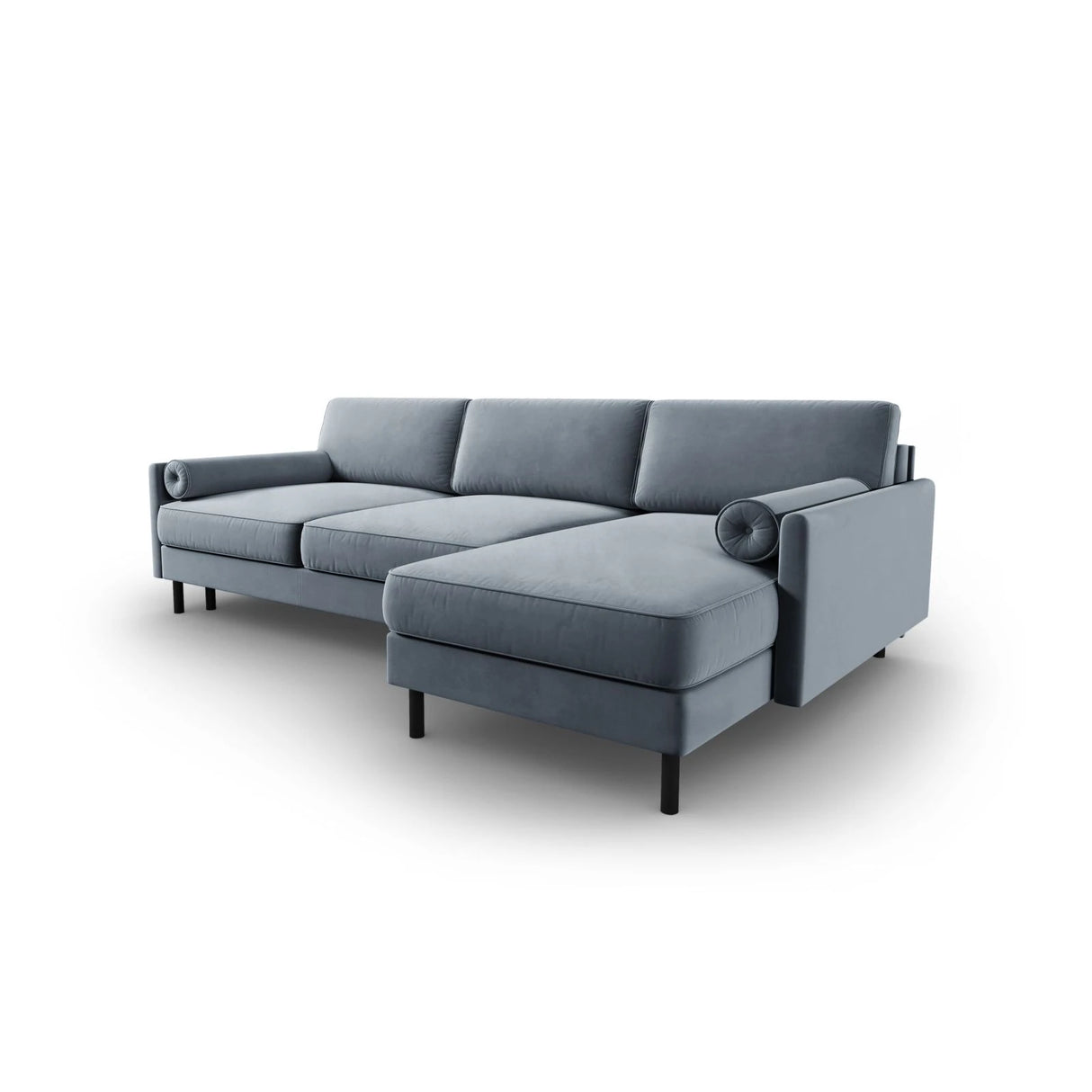 Scott 4-Sitzer Sofa, Rechte Seite, umwandelbar mit Schlaffunktion, mit Bezug aus Samt (Blu06) in Hellblau, 212x142 cm – Bild 5