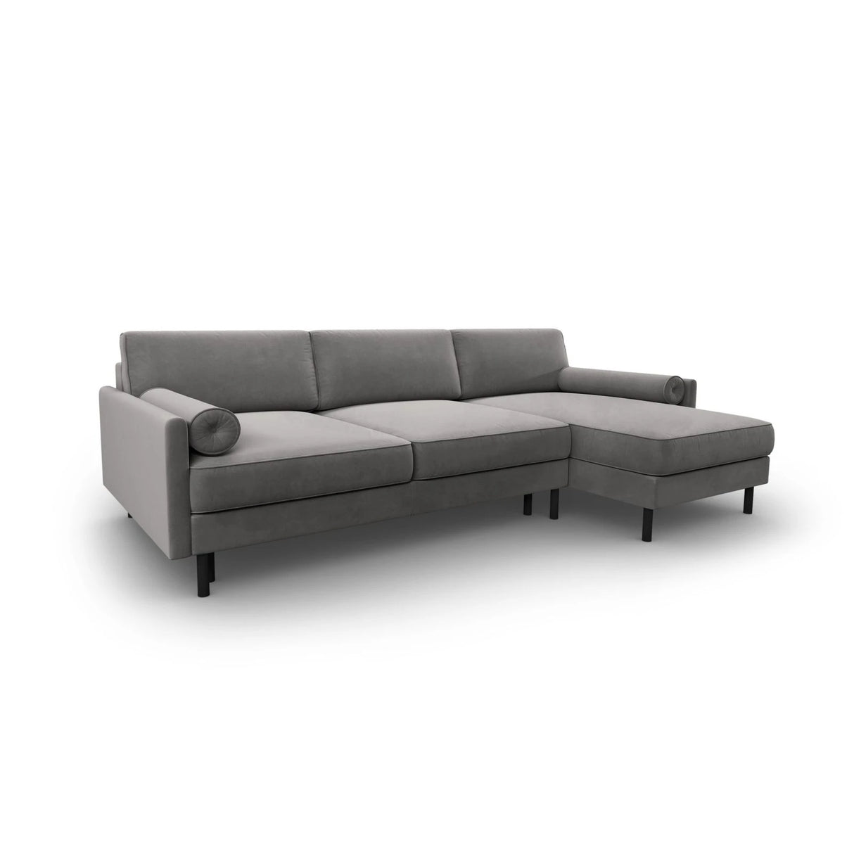 Scott 4-Sitzer Sofa, Rechte Seite, umwandelbar mit Schlaffunktion, mit Bezug aus Samt (Blu13) in Hellgrau, 212x142 cm – Bild 4