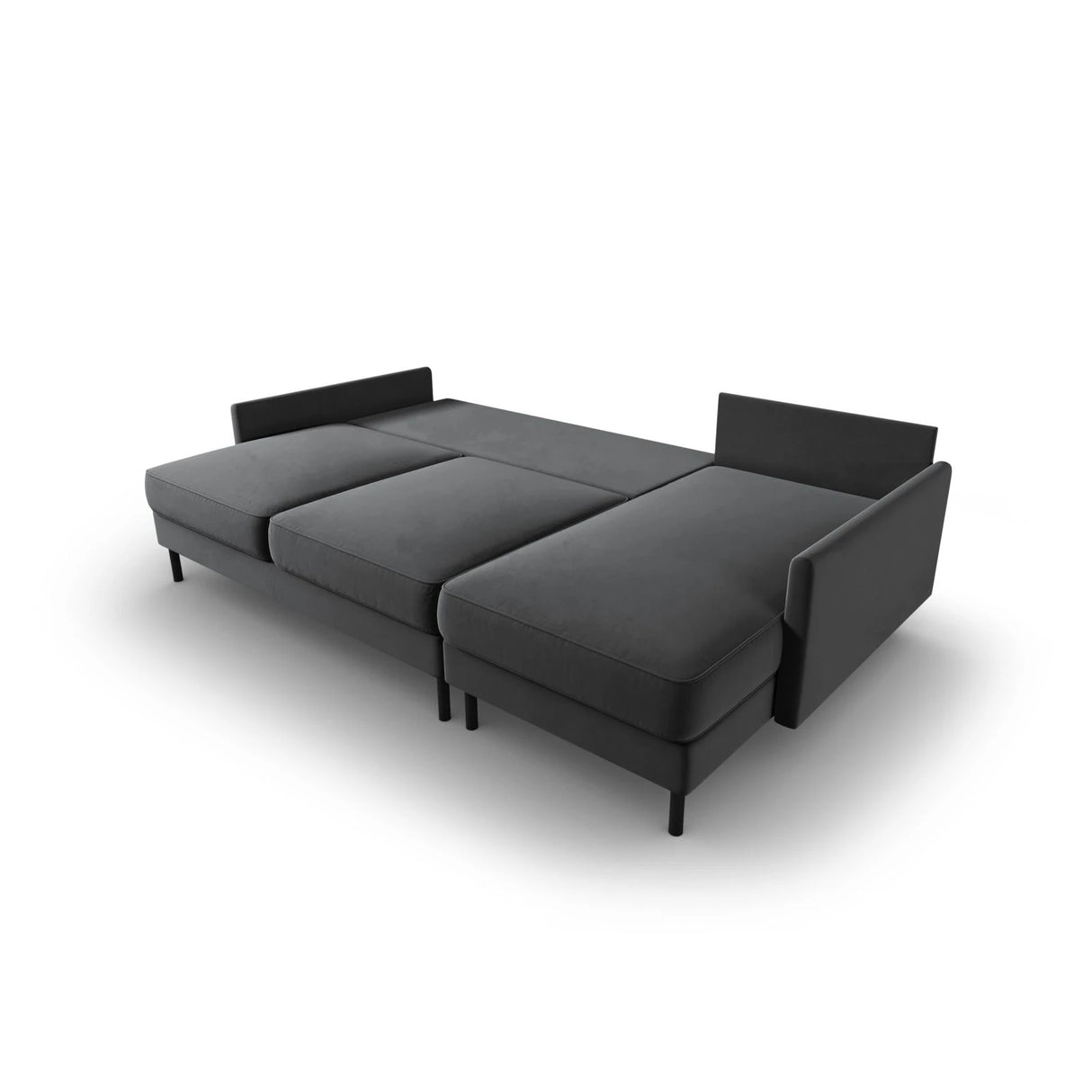 Scott 4-Sitzer Sofa, Rechte Seite, umwandelbar mit Schlaffunktion, mit Bezug aus Samt (Blu14) in Grau, 212x142 cm – Bild 6