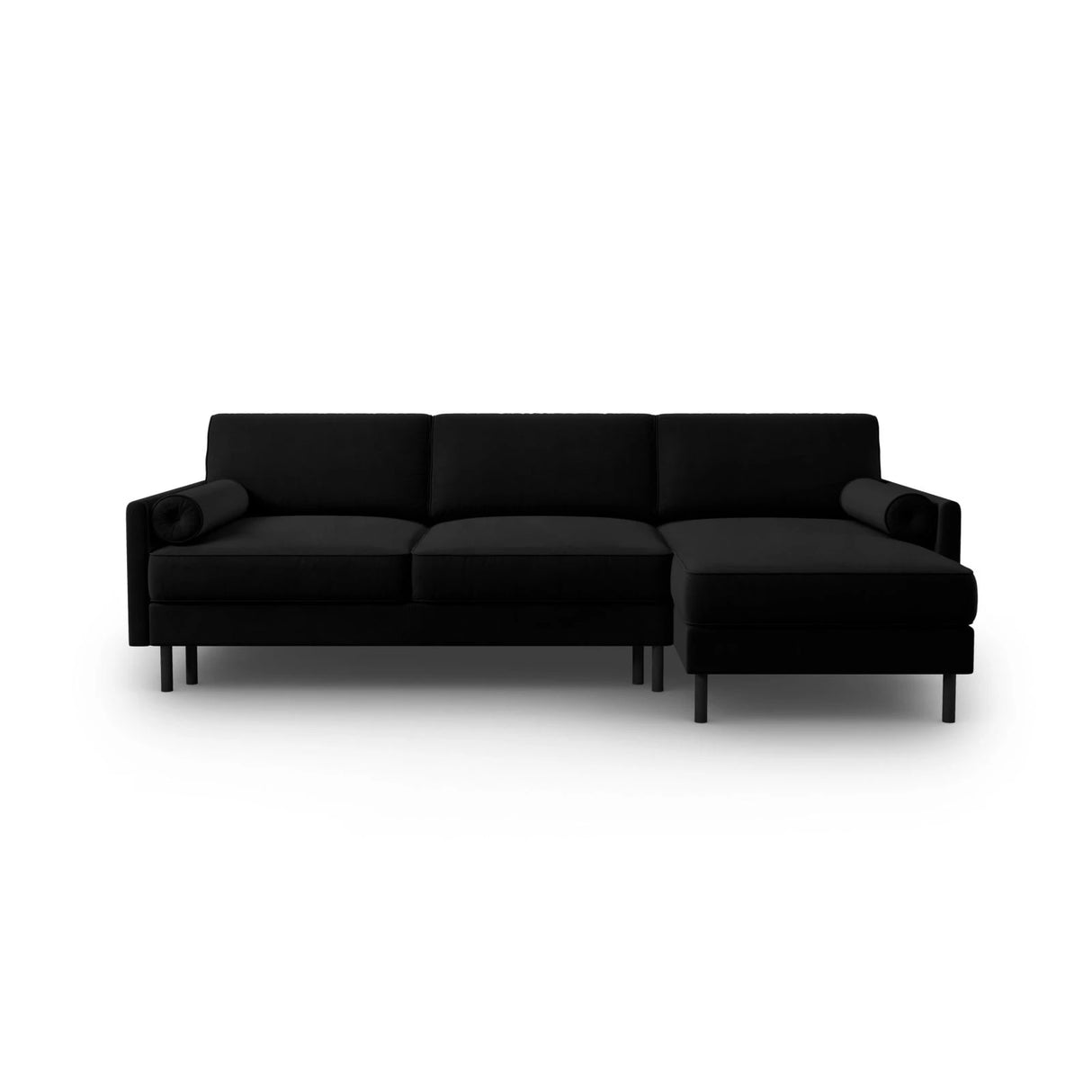 Scott 4-Sitzer Sofa, Rechte Seite, umwandelbar mit Schlaffunktion, mit Bezug aus Samt (Blu19) in Schwarz, 212x142 cm – Bild 1