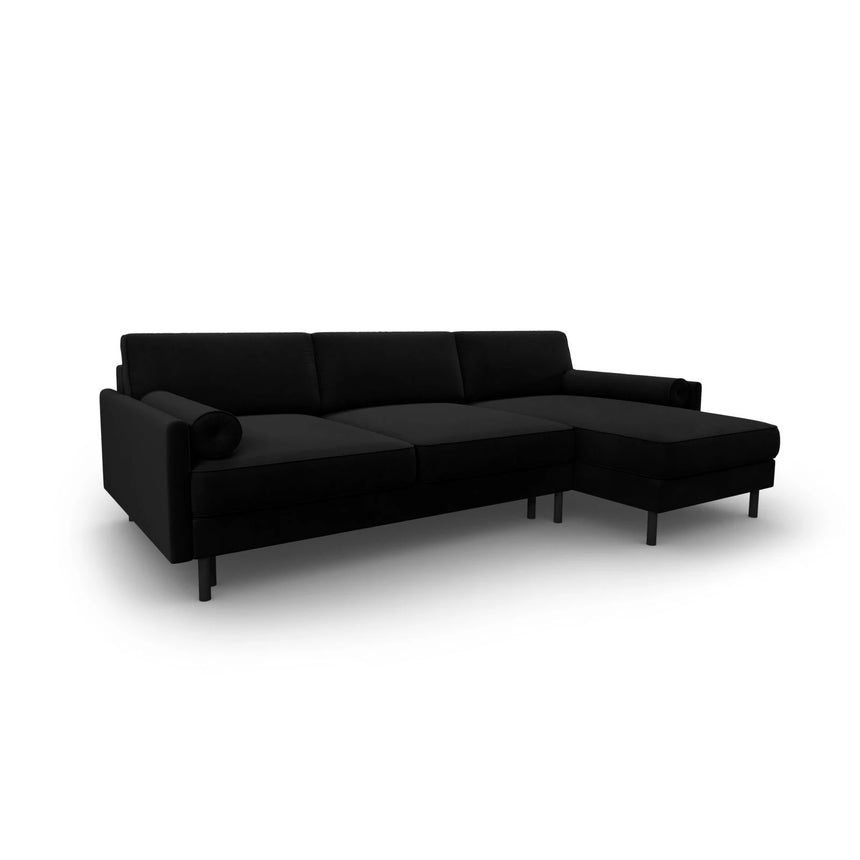 Scott 4-Sitzer Sofa, Rechte Seite, umwandelbar mit Schlaffunktion, mit Bezug aus Samt (Blu19) in Schwarz, 212x142 cm – Bild 4