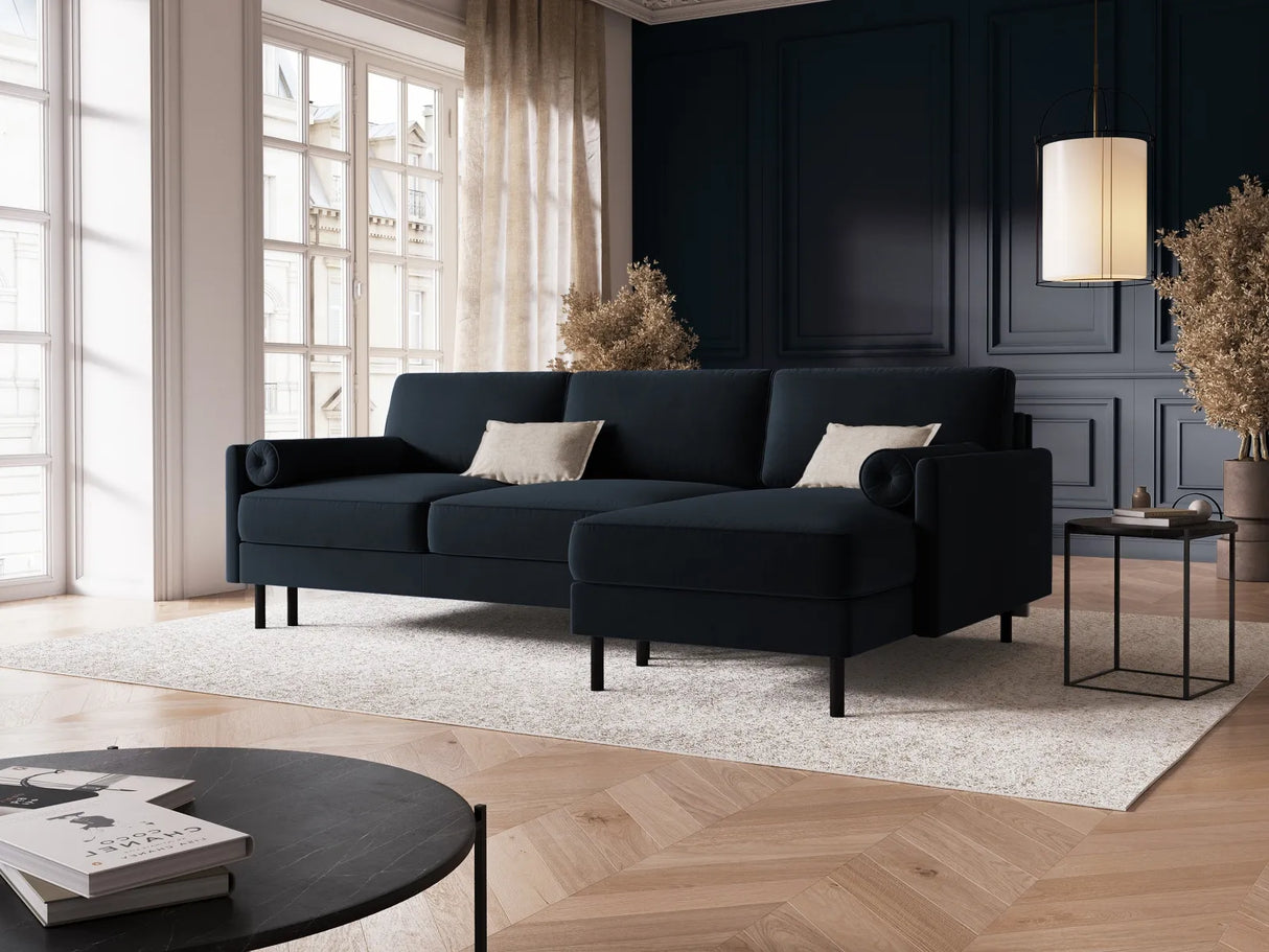 Scott 4-Sitzer Sofa, Rechte Seite, umwandelbar mit Schlaffunktion, mit Bezug aus Samt (Blu89) in Dunkelblau, 212x142 cm – Bild 2