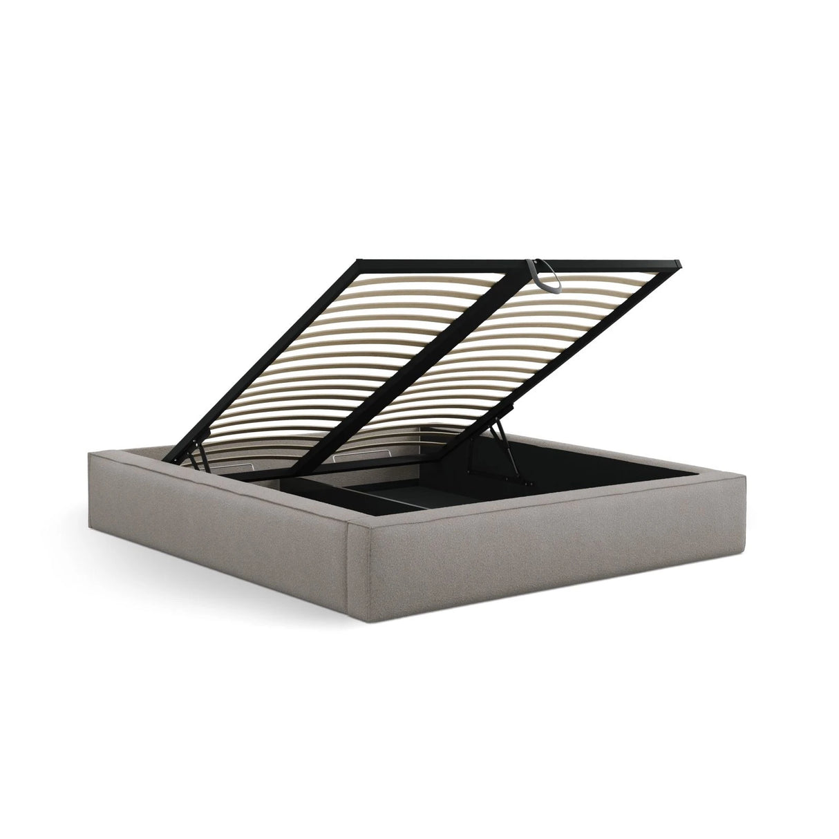 Simon Bett mit Stauraum in Boucle (LEG3) in Hellgrau, 180x200 cm – Bild 5