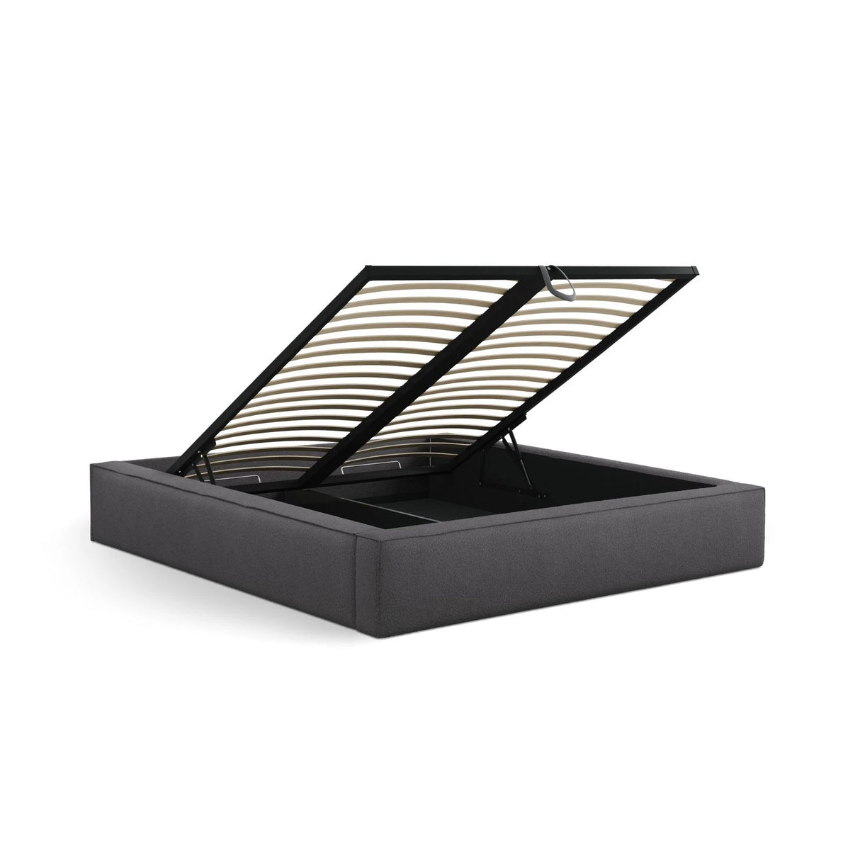 Simon Bett mit Stauraum in Boucle (LEG8) in Graphit, 200x200 cm – Bild 5