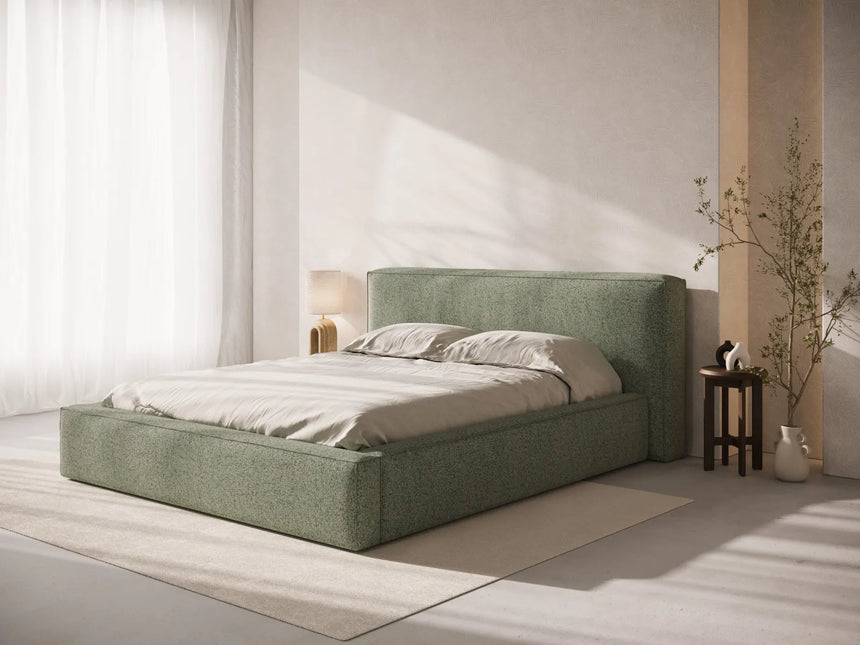 Simon Bett mit Stauraum in Strukturierter Stoff (Pue33) in Moss Green Melange, 180x200 cm – Bild 2
