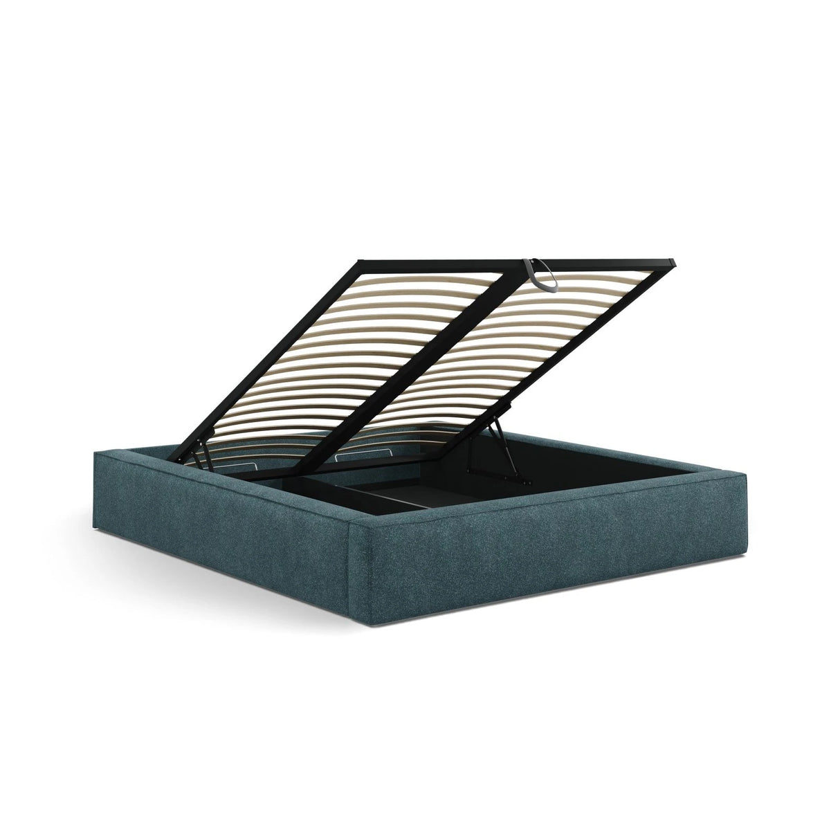 Simon Bett mit Stauraum in Strukturierter Stoff (Pue39) in Green Blue Melange, 200x200 cm – Bild 5