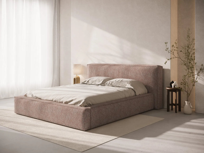 Simon Bett mit Stauraum in Strukturierter Stoff (Pue68) in Pink Melange, 180x200 cm – Bild 2