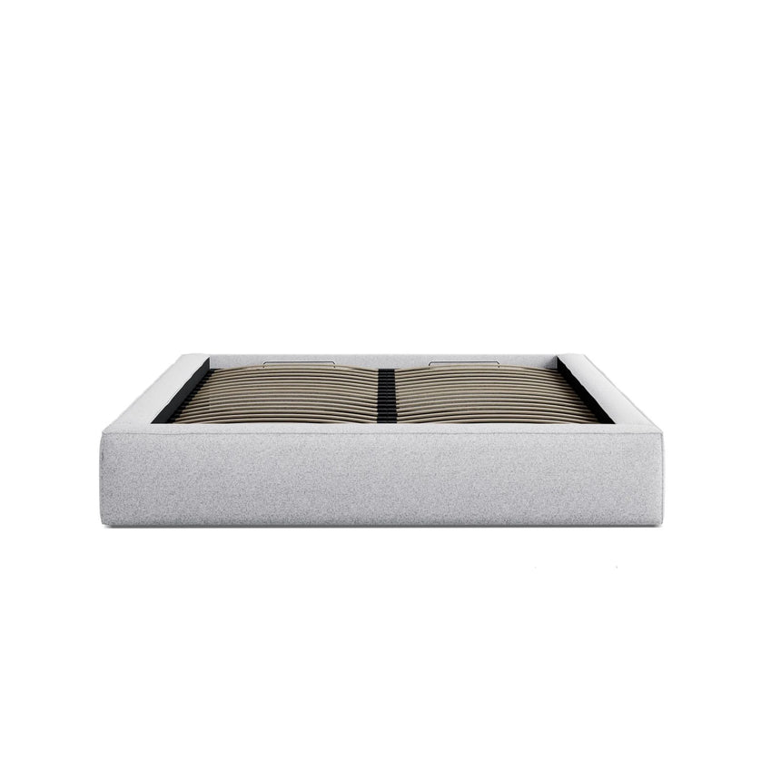 Simon Bett mit Stauraum in Strukturierter Stoff (Pue80) in Light Grey Melange, 200x200 cm – Bild 4