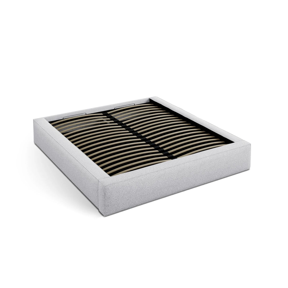 Simon Bett mit Stauraum in Strukturierter Stoff (Pue80) in Light Grey Melange, 200x200 cm – Bild 6