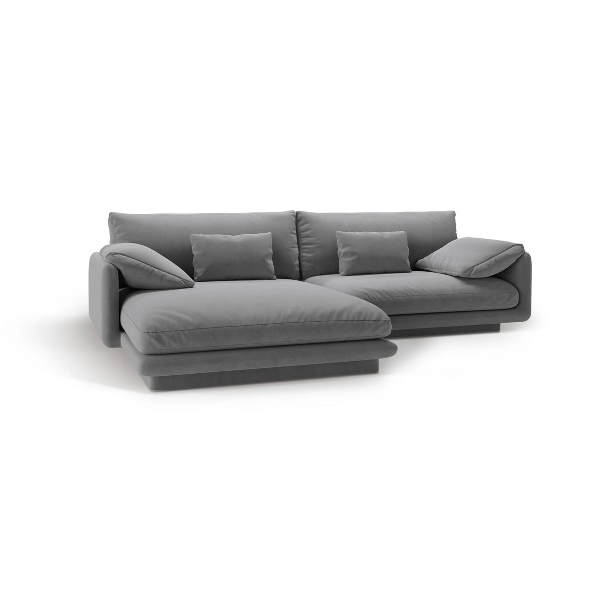 Torino Ecksofa, Linke Seite, aus Samt (CasAsh) in Hellgrau, 250x170 cm – Bild 5