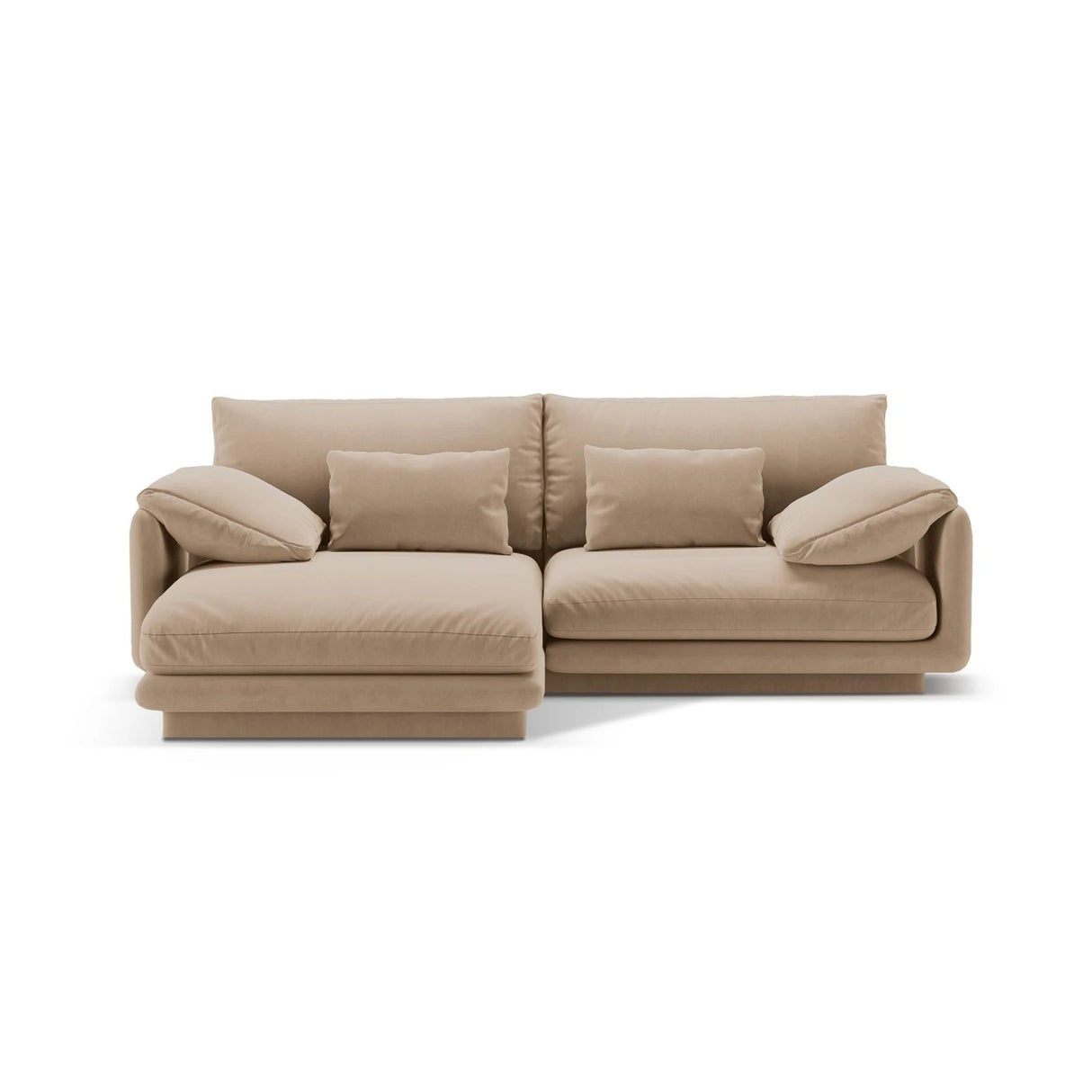 Torino Ecksofa, Linke Seite, aus Samt (CasLio) in Sand, 220x170 cm – Bild 1