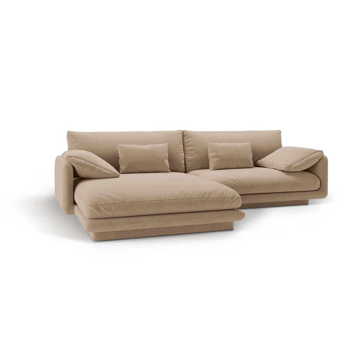 Torino Ecksofa, Linke Seite, aus Samt (CasLio) in Sand, 250x170 cm – Bild 5