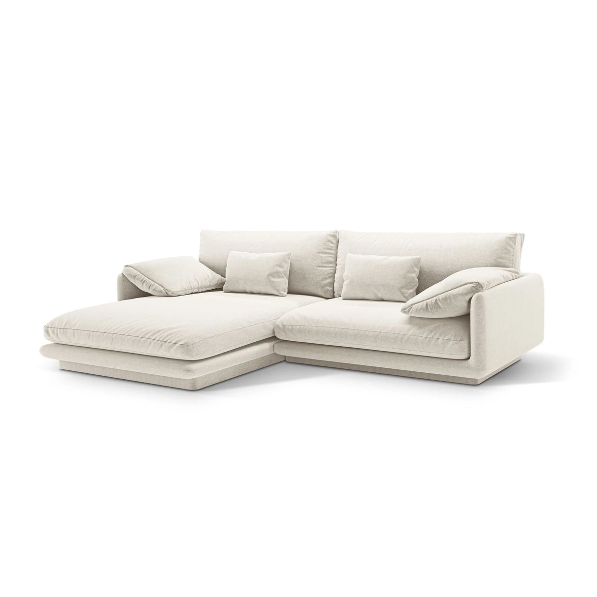 Torino Ecksofa, Linke Seite, aus Strukturierter Stoff (Win02) in Elfenbein, 250x170 cm – Bild 3