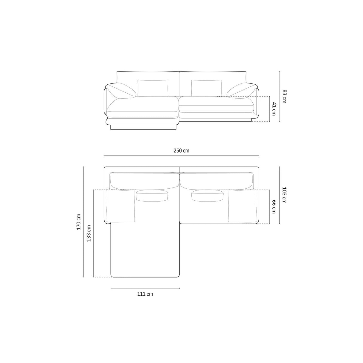 Torino Ecksofa, Linke Seite, aus Strukturierter Stoff (Win05) in Leichtes Beige, 250x170 cm – Bild 2