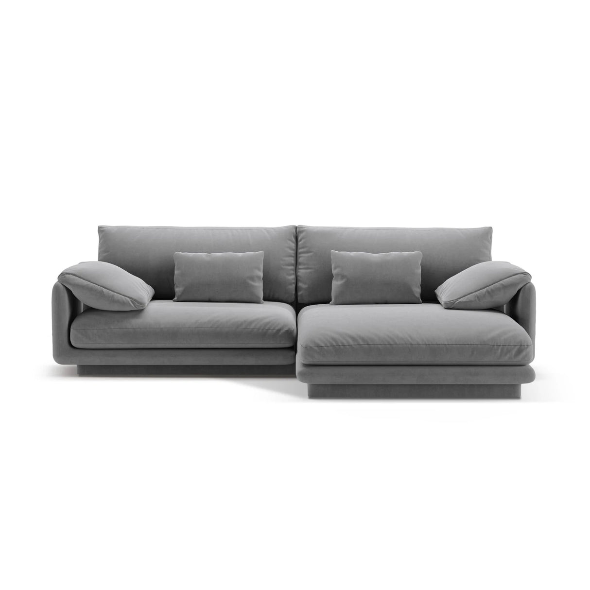 Torino Ecksofa, Rechte Seite, aus Samt (CasAsh) in Hellgrau, 250x170 cm – Bild 1