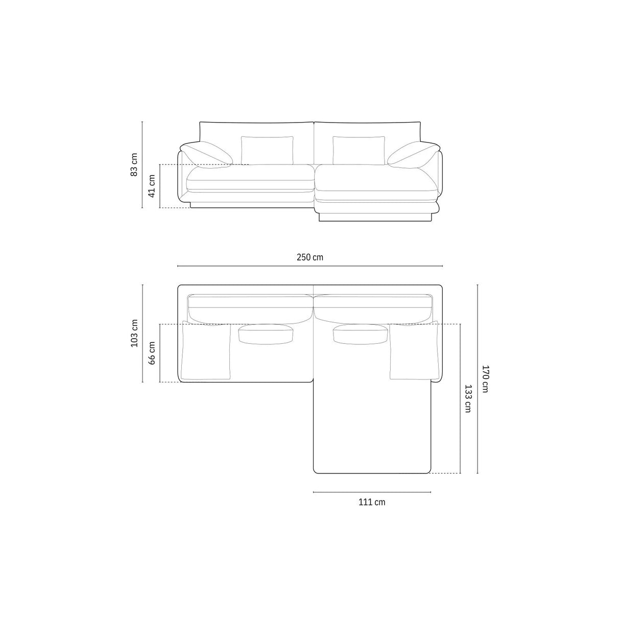Torino Ecksofa, Rechte Seite, aus Samt (CasAsh) in Hellgrau, 250x170 cm – Bild 2