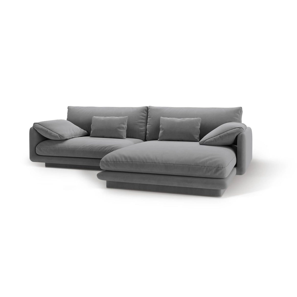 Torino Ecksofa, Rechte Seite, aus Samt (CasAsh) in Hellgrau, 250x170 cm – Bild 5