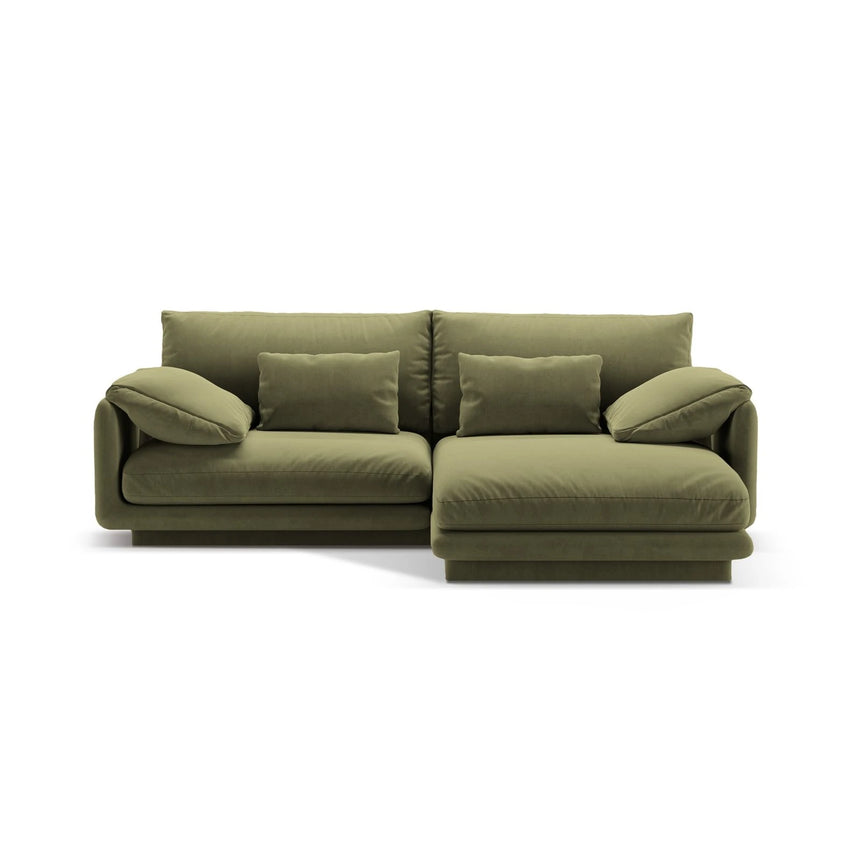 Torino Ecksofa, Rechte Seite, aus Samt (CasFor) in Light Green, 220x170 cm – Bild 1