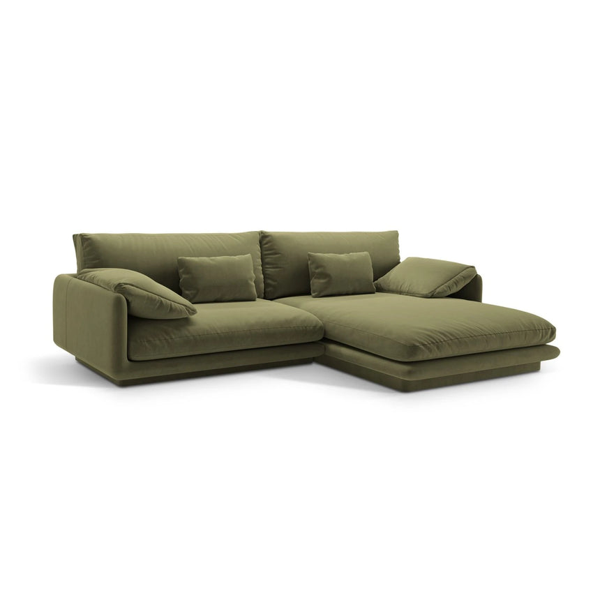 Torino Ecksofa, Rechte Seite, aus Samt (CasFor) in Light Green, 250x170 cm – Bild 3