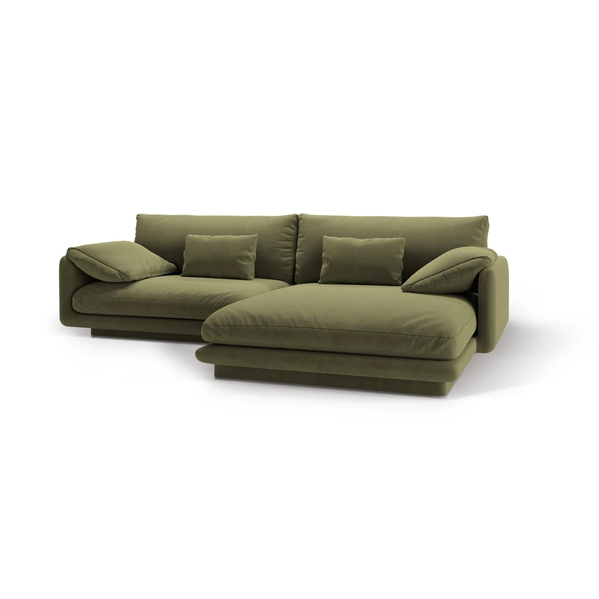 Torino Ecksofa, Rechte Seite, aus Samt (CasFor) in Light Green, 250x170 cm – Bild 5