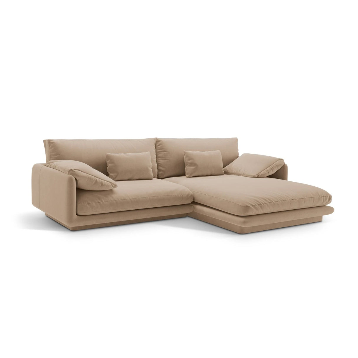 Torino Ecksofa, Rechte Seite, aus Samt (CasLio) in Sand, 250x170 cm – Bild 3