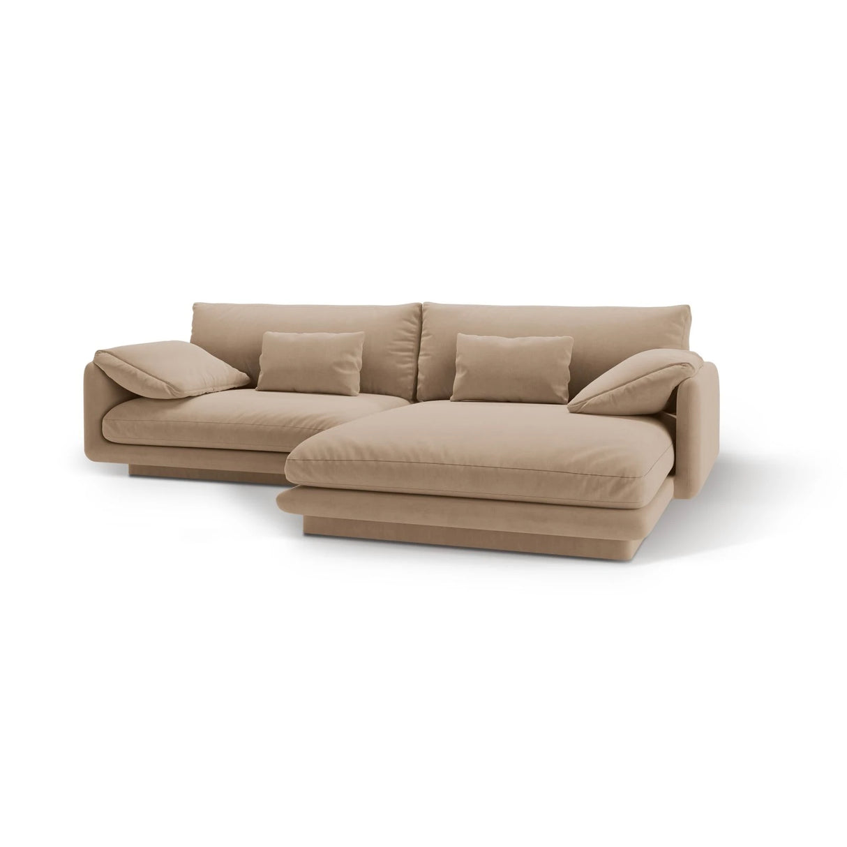 Torino Ecksofa, Rechte Seite, aus Samt (CasLio) in Sand, 250x170 cm – Bild 5