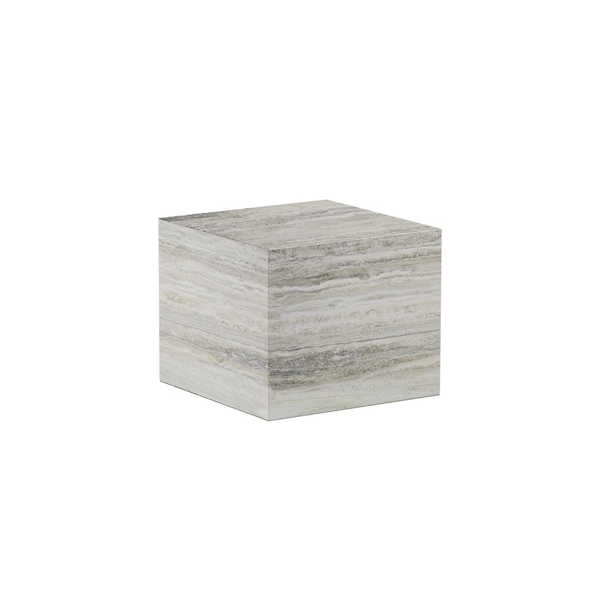 Cubism Couchtisch aus Travertin in Silber, Klein, 45x45x37 cm – Bild 1