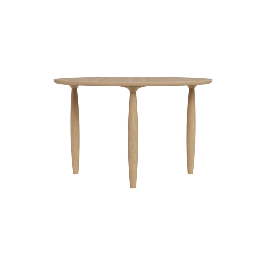 Esstisch Oku aus Eichenfurnier und Massivholz Eiche in Natural, rund, 120×120×74 cm – Bild 1
