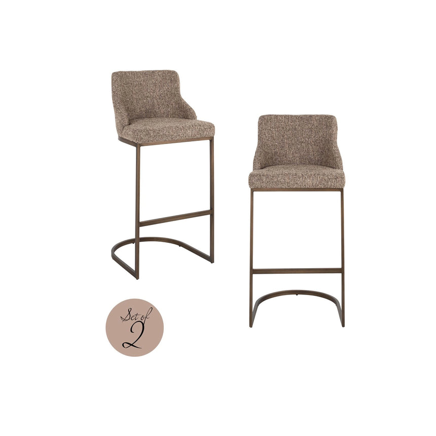 Barhocker Bolton in brown tweed als 2er-Set, 48x48x103 cm von Richmond Interiors – Bild 1