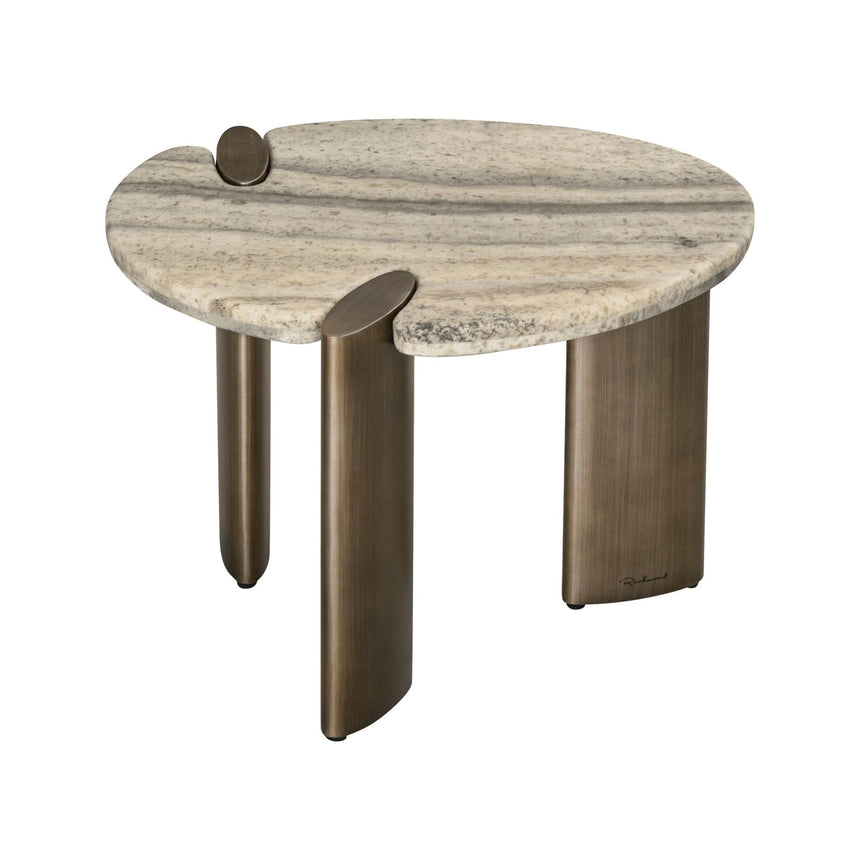 Beistelltisch Arcadia aus Travertin und Eisen in grau, 60x50x45 cm von Richmond Interiors – Bild 2