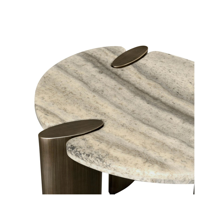 Beistelltisch Arcadia aus Travertin und Eisen in grau, 60x50x45 cm von Richmond Interiors – Bild 5