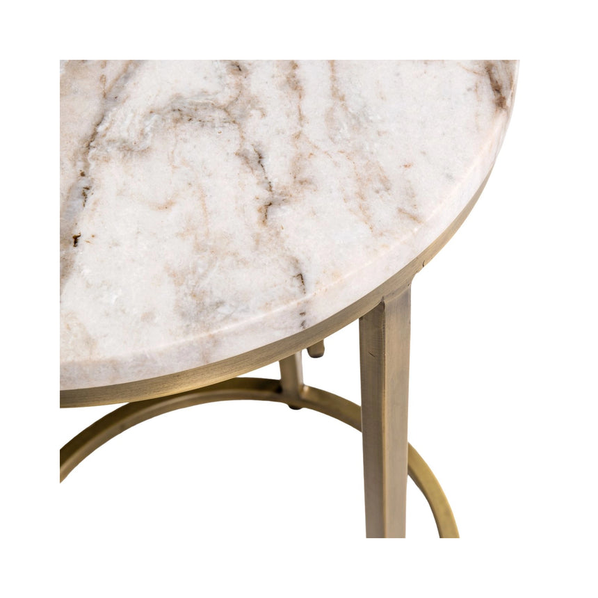 Beistelltisch Bottega aus Toronto-Marmor und Eisen in blush beige als 2er-Set, 45x45x58 cm von Richmond Interiors – Bild 6