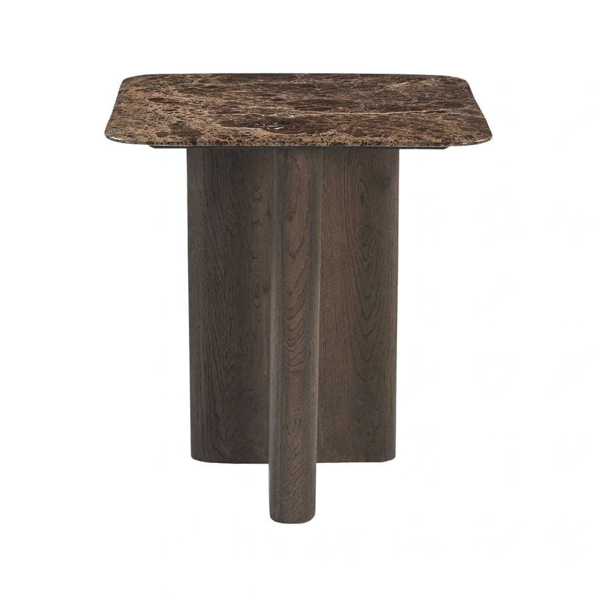 Beistelltisch Castello aus Eichenholz mit Emperador-Marmorplatte in rauchanthrazit, 50x50x55 cm von Richmond Interiors – Bild 3