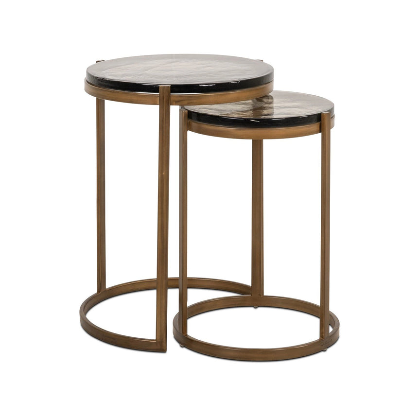 Beistelltisch Cleo mit Gussglas in gold 2er-Set von Richmond Interiors – Produktbild 1