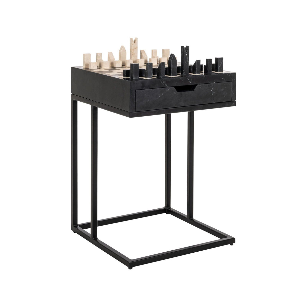 Beistelltisch Davos aus Dyna-Marmor in schwarz, 44x44x62 cm von Richmond Interiors – Produktbild 1