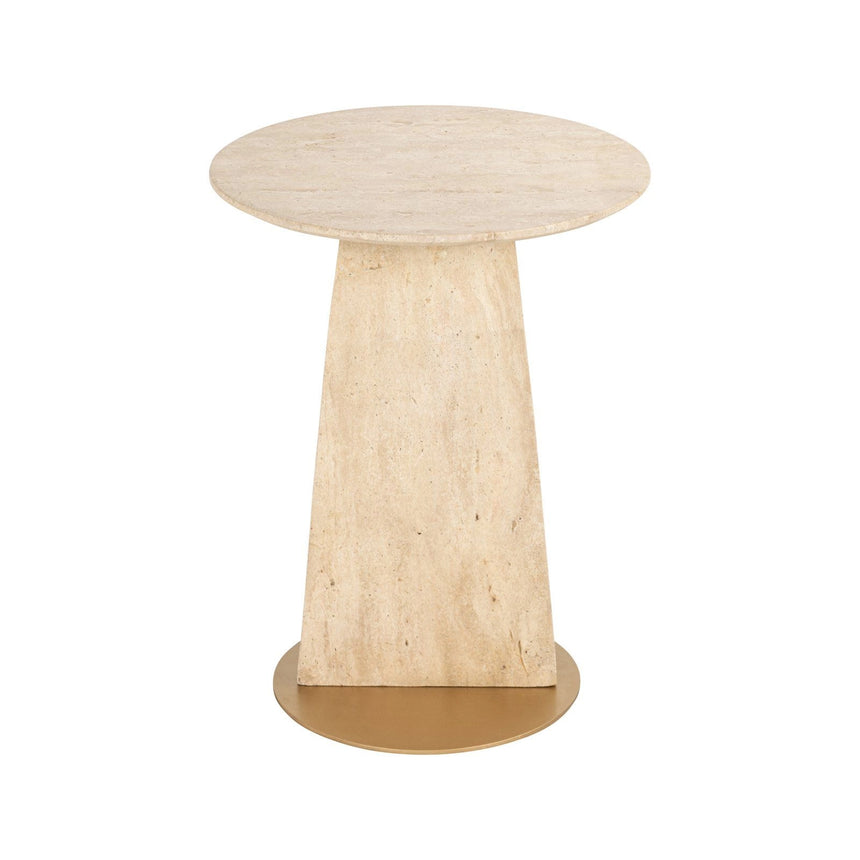 Beistelltisch Kibo aus Marmor und Travertin in beige, 45x45x57 cm von Richmond Interiors – Bild 3