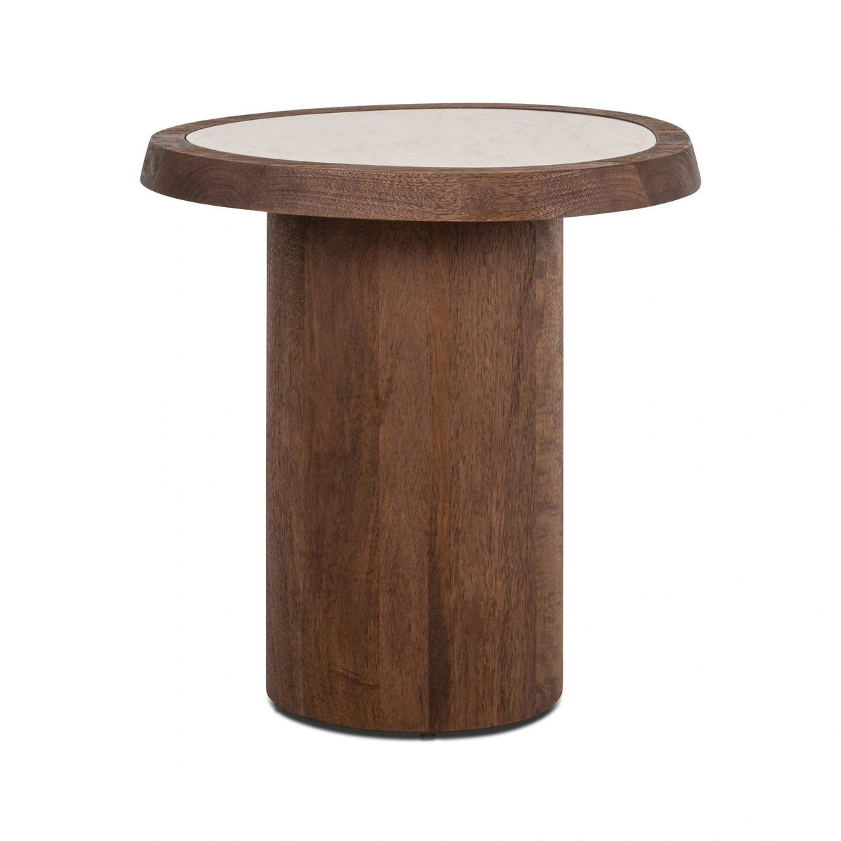 Beistelltisch Melrose aus Botticino-Marmor und Mangoholz in spicebrown, 50x39x51 cm von Richmond Interiors – Produktbild 2