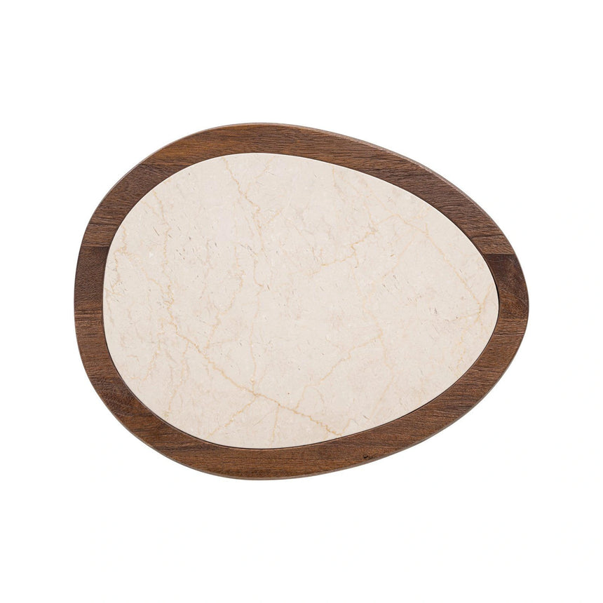 Beistelltisch Melrose aus Botticino-Marmor und Mangoholz in spicebrown, 50x39x51 cm von Richmond Interiors – Produktbild 4