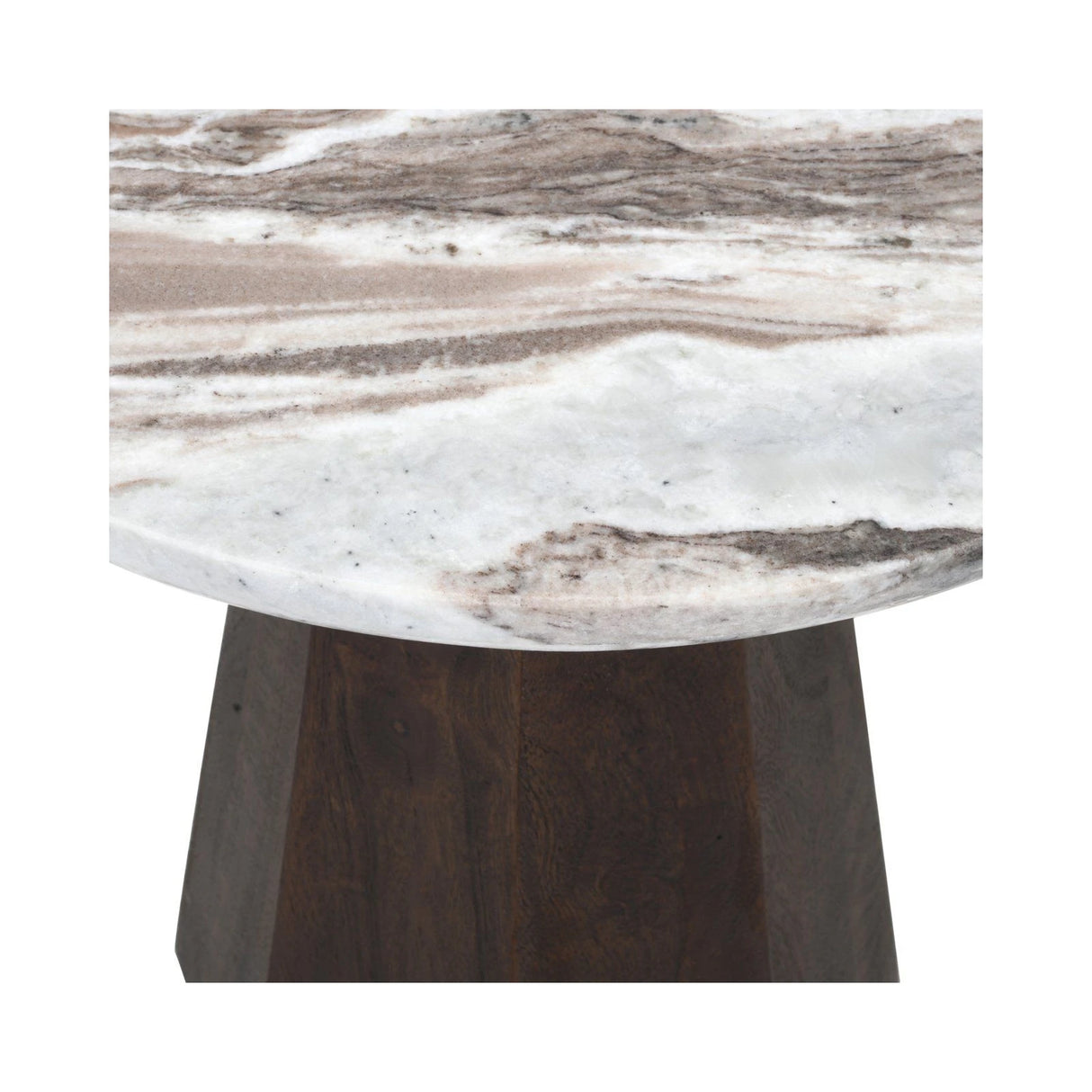 Beistelltisch Oberoy aus Toronto-Marmor und Mangoholz in Blush beige, 45x45x56 cm von Richmond Interiors – Produktbild 12