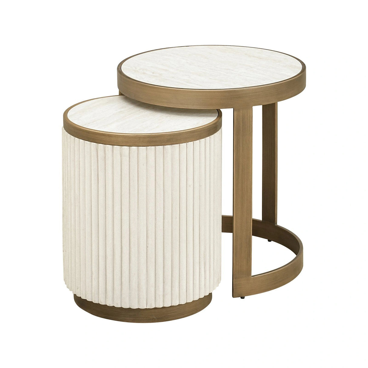 Beistelltisch Tivoli in weiß 2er-Set von Richmond Interiors – Produktbild 1