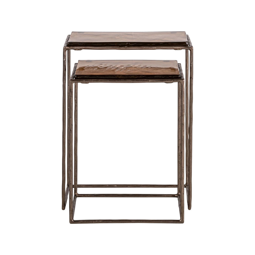 Beistelltisch Villano aus Eisen und Glas in bronze als 2er-Set, 46x23x55 cm von Richmond Interiors – Bild 3