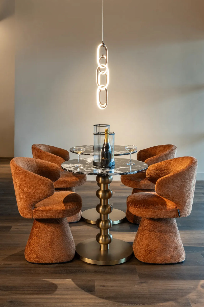 Bistrotisch Witlox aus Edelstahl und Marmorimitat in schwarz/gold, 75x75x76 cm von Richmond Interiors – Bild 2