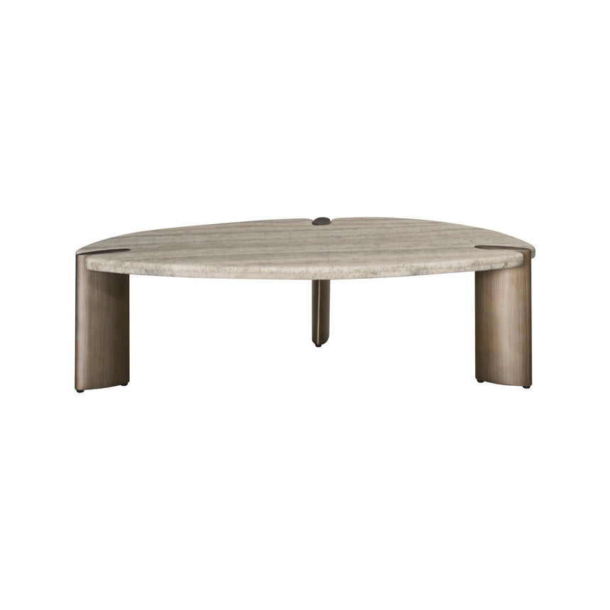 Couchtisch Arcadia aus Eisen und Travertin in grau, 120x75x36 cm von Richmond Interiors – Bild 3