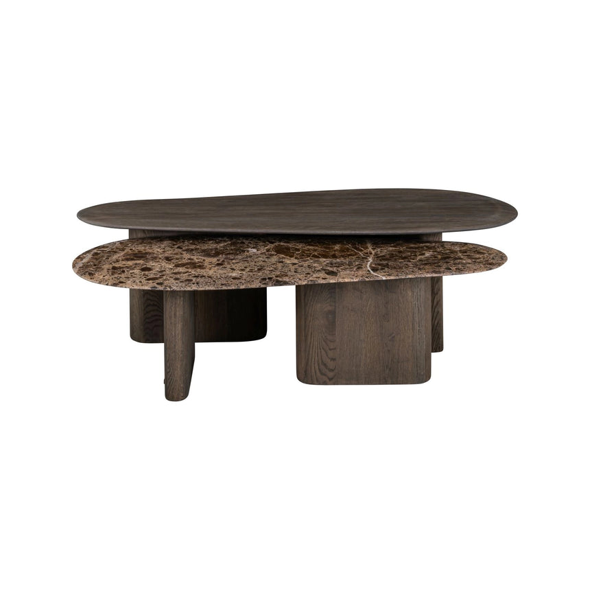 Couchtisch Castello aus Eichenholz und Emperador-Marmor in rauchanthrazit als 2er-Set von Richmond Interiors – Bild 2