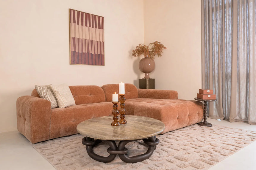 Couchtisch Chainey aus Travertin und Mangoholz in aschbraun, 110x110x35 cm von Richmond Interiors – Bild 2