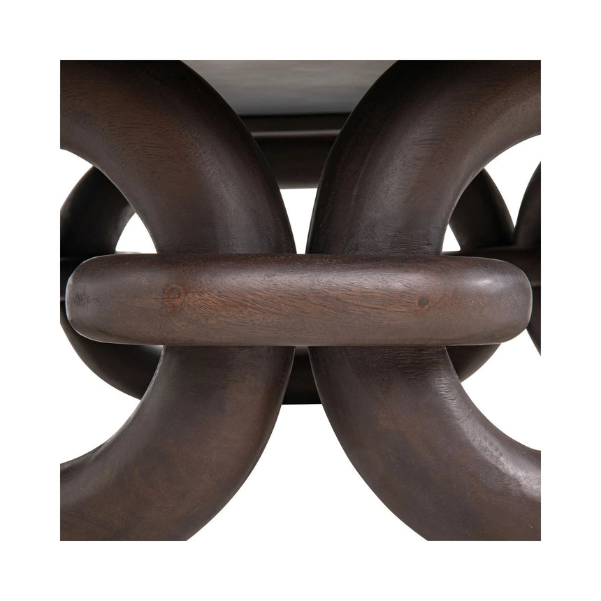 Couchtisch Chainey aus Travertin und Mangoholz in aschbraun, 110x110x35 cm von Richmond Interiors – Bild 4