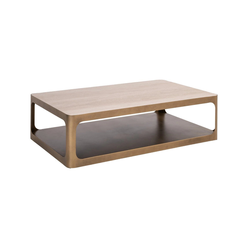 Couchtisch Claridge mit Glas in beige, 130x80x35 cm von Richmond Interiors – Produktbild 1