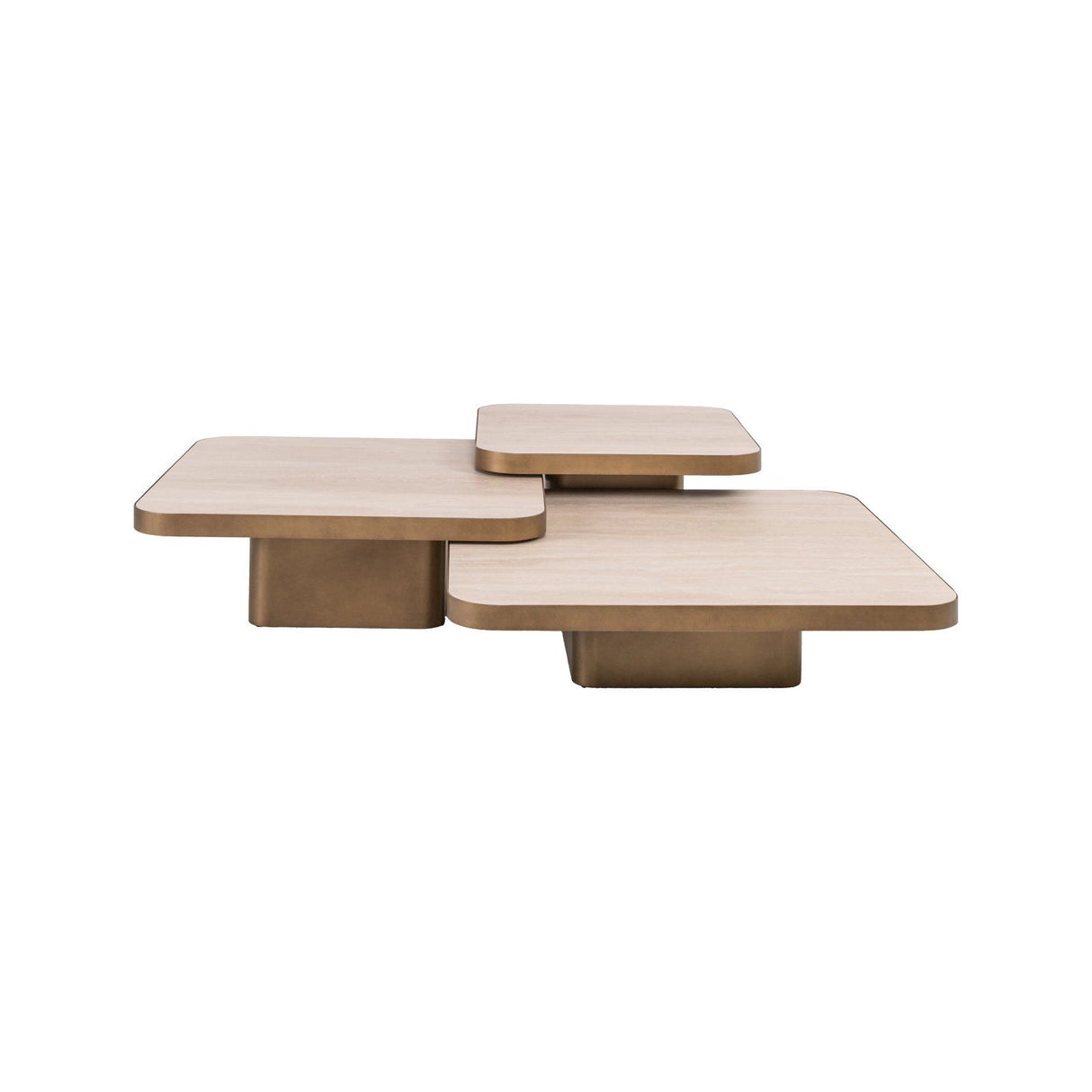 Couchtisch Cumulus in beige mit Glas 3er-Set, 100x100x25 cm von Richmond Interiors – Produktbild 3