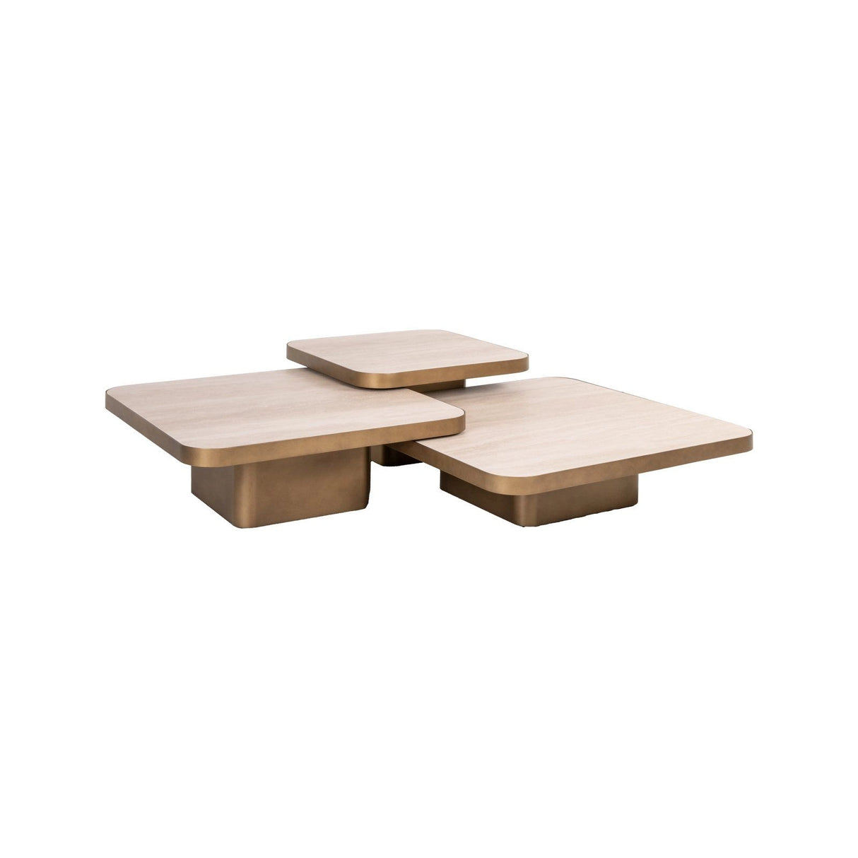 Couchtisch Cumulus in beige mit Glas 3er-Set, 100x100x25 cm von Richmond Interiors – Produktbild 4